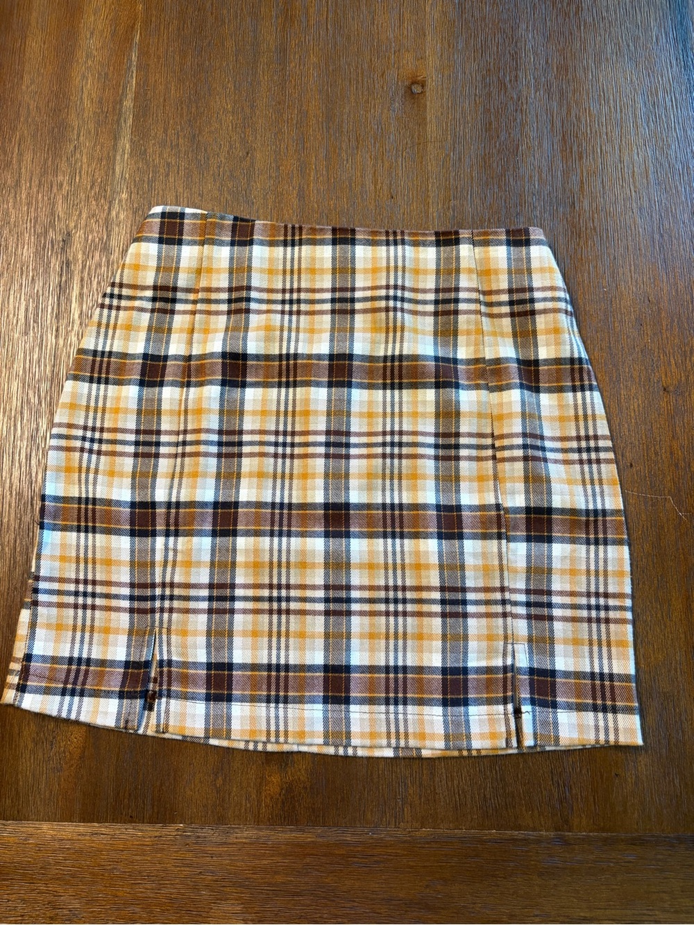 love on a hanger Plaid Mini Skirt in Mustard, Brown and Cream